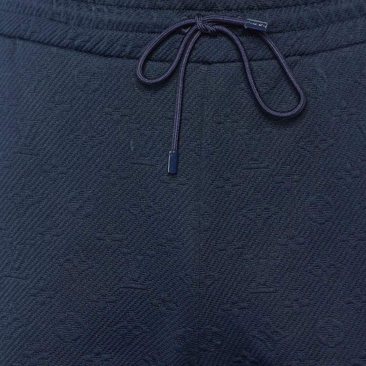 Pre Owned Louis Vuitton Navy Blue Monogram Jersey Drawstring Jogger Pants M