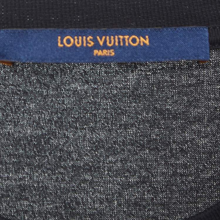 Pre Owned Louis Vuitton Black Logo Embroidered Cotton Half Sleeve T-Shirt L