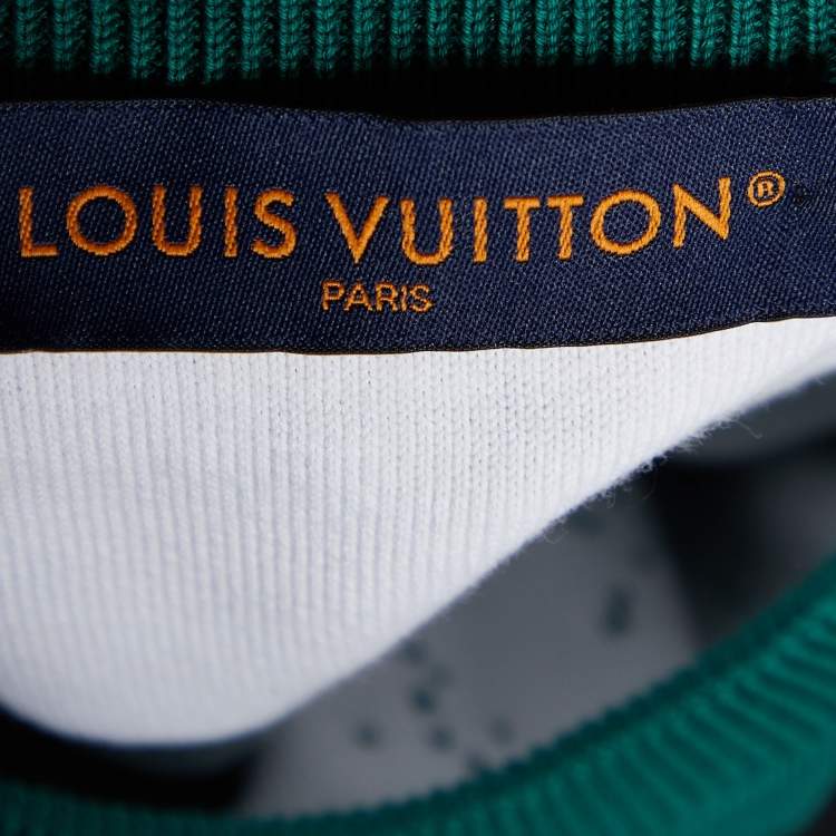 Pre Owned Louis Vuitton Green Gradient Monogram Cotton Sweater XS