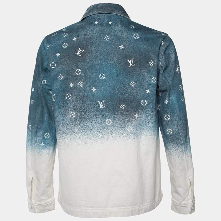 Pre Owned Louis Vuitton Blue/White Gradient Monogram Denim Shirt XS