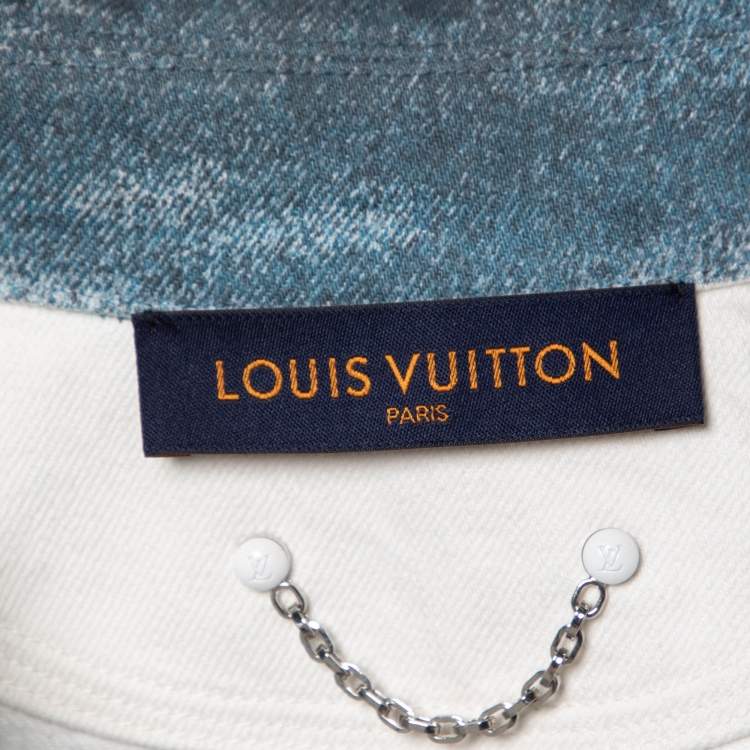 Pre Owned Louis Vuitton Blue/White Gradient Monogram Denim Shirt XS