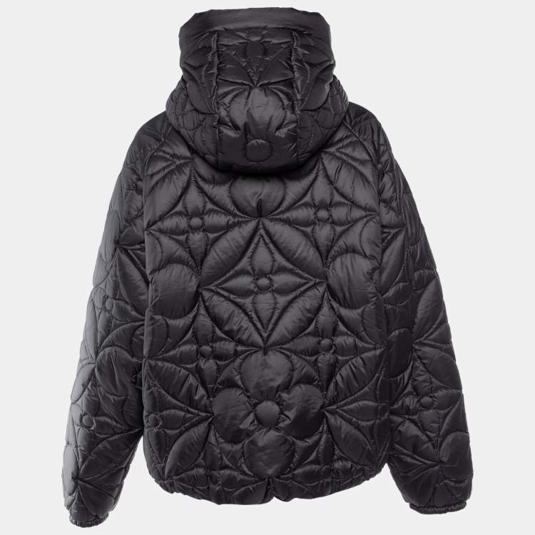 Pre Owned Louis Vuitton Black Monogram Quilted Reversible Puffer Jacket L