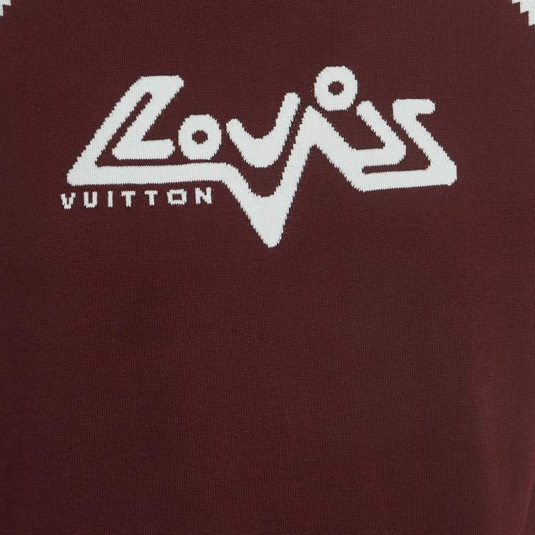 Pre Owned Louis Vuitton Burgundy Intarsia Cotton Knit Crew Neck T-Shirt S