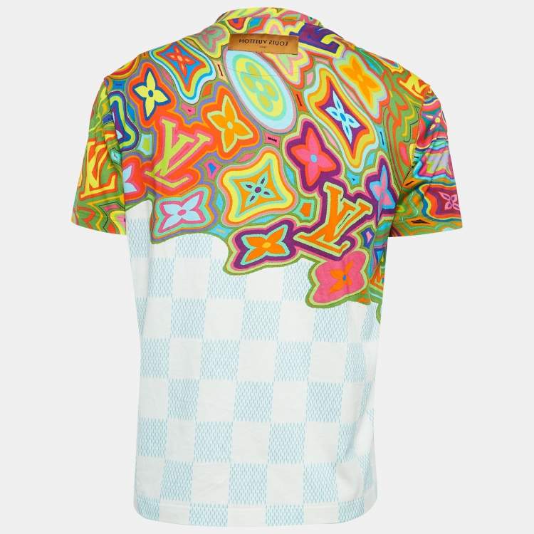 Pre Owned Louis Vuitton Multicolor Printed Cotton Crew Neck T-Shirt M