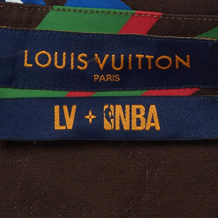 Pre Owned Louis Vuitton X NBA Brown Letter Print Cotton Short Sleeve Shirt M