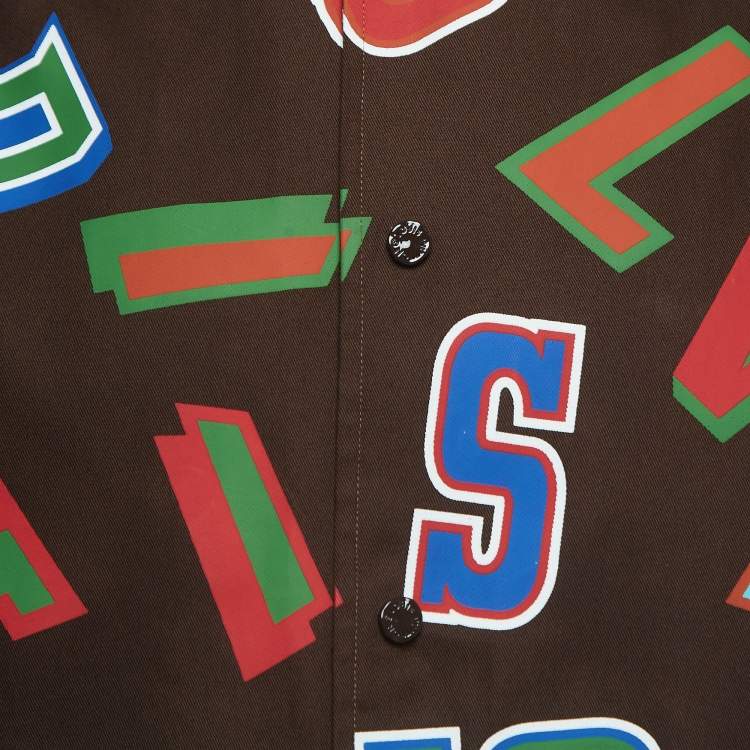 Pre Owned Louis Vuitton X NBA Brown Letter Print Cotton Short Sleeve Shirt M