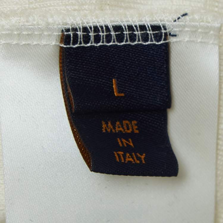 Pre Owned Louis Vuitton Cream Monogram Terry Crew Neck T-Shirt L