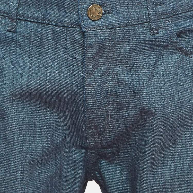 Pre Owned Louis Vuitton Navy Blue Denim Straight Leg Jeans L Waist 34''