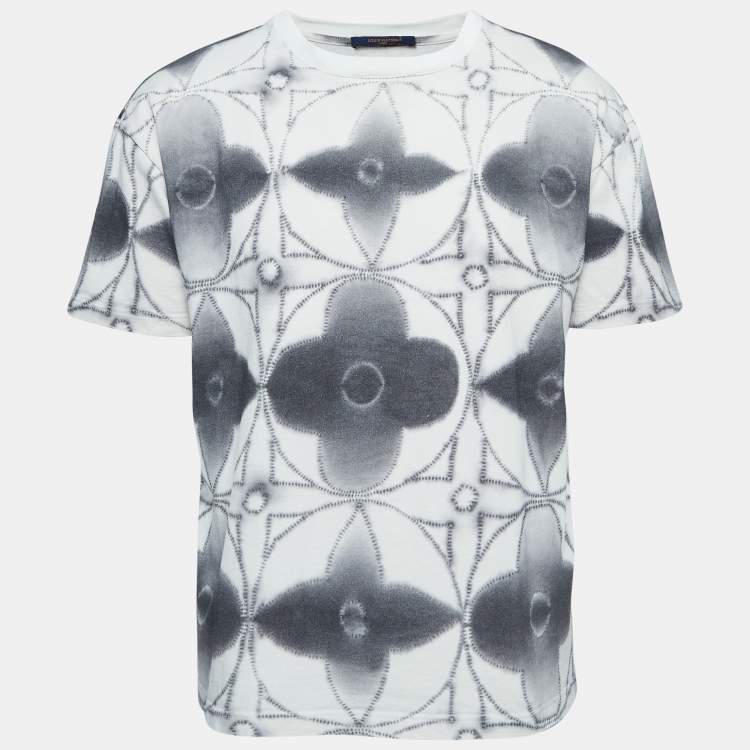 Pre Owned Louis Vuitton White/Black Monogram Tie-Dye Half Sleeve T-Shirt L