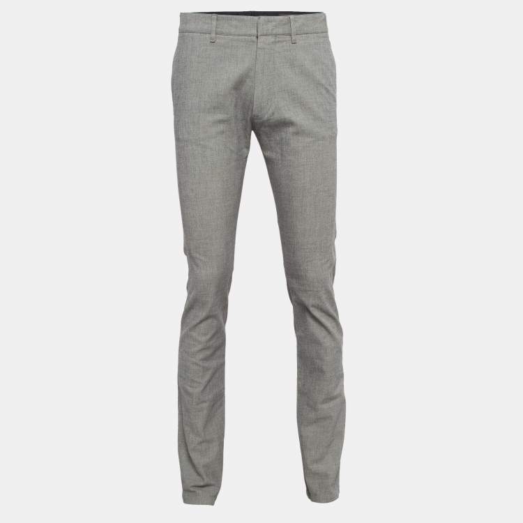 Pre Owned Louis Vuitton Grey Cotton Buttoned Chino Trousers M