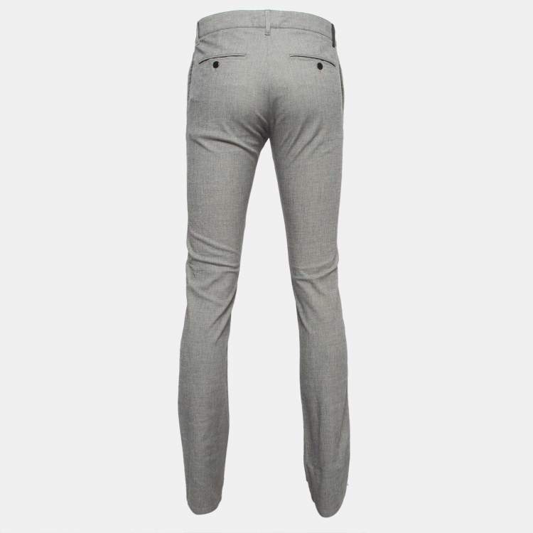 Pre Owned Louis Vuitton Grey Cotton Buttoned Chino Trousers M