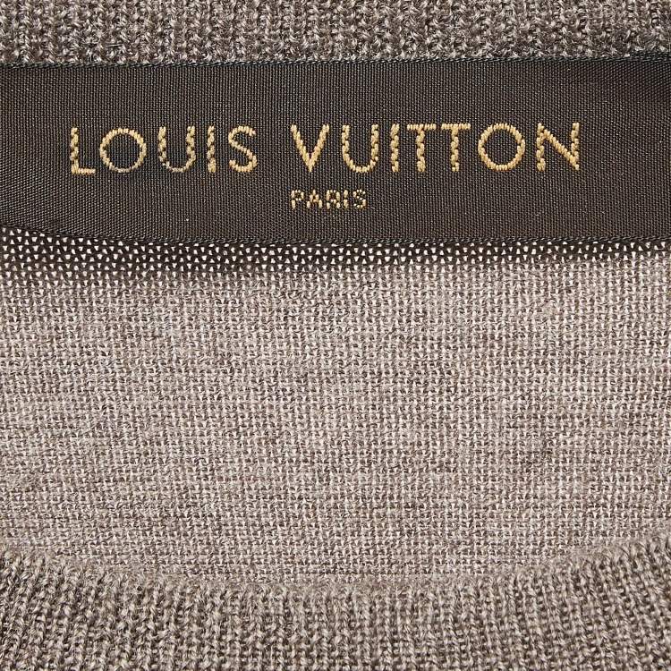 Pre Owned Louis Vuitton Brown Suede Trim Knit Jumper S