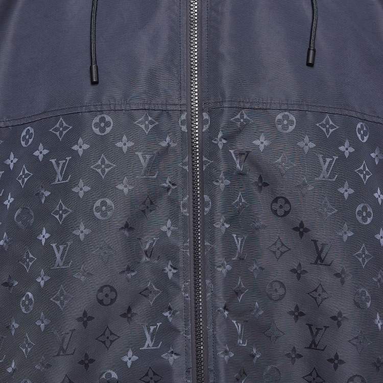 Pre Owned Louis Vuitton Blue Monogram Synthetic Hooded Windbreaker L