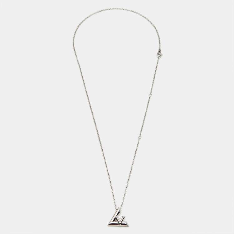 Pre Owned Louis Vuitton LV Volt Diamond 18k White Gold Large Necklace