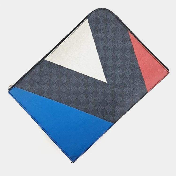 Pre Owned Louis Vuitton Blue Coated Canvas Damier Cobalt America's Cup Clutch Bag