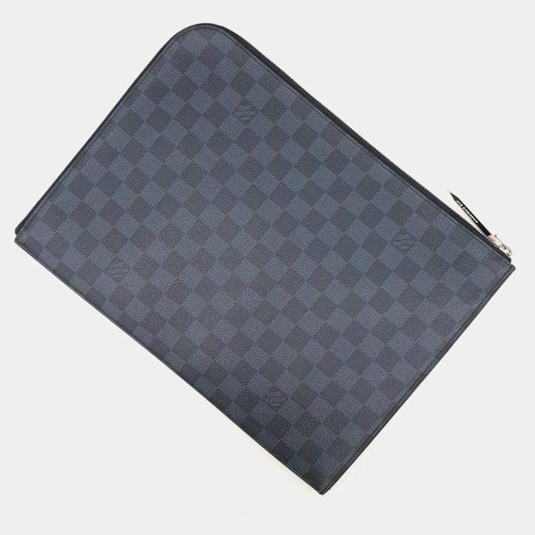 Pre Owned Louis Vuitton Blue Coated Canvas Damier Cobalt America's Cup Clutch Bag