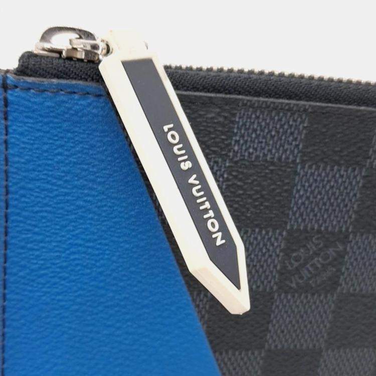 Pre Owned Louis Vuitton Blue Coated Canvas Damier Cobalt America's Cup Clutch Bag