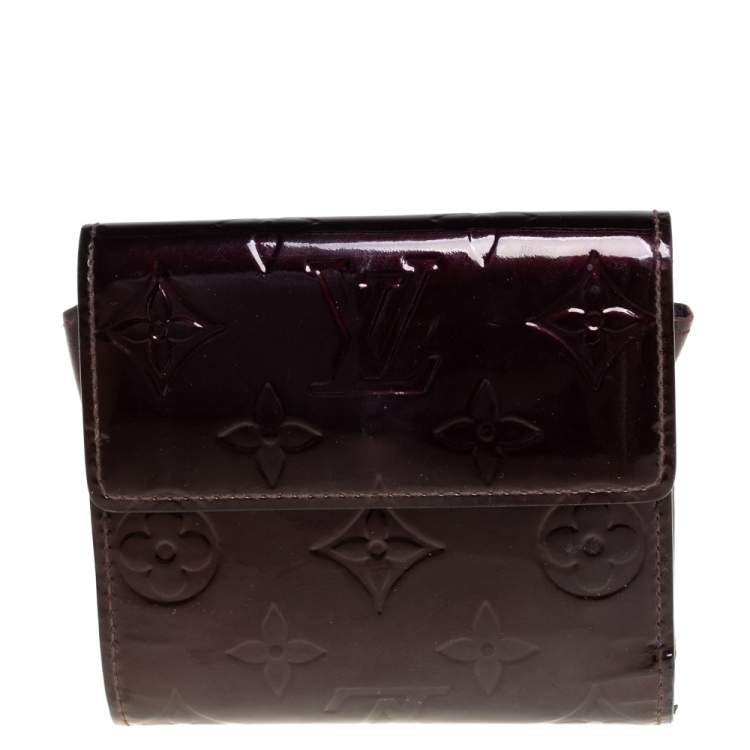 Pre Owned Louis Vuitton Amarante Monogram Vernis Elise Wallet