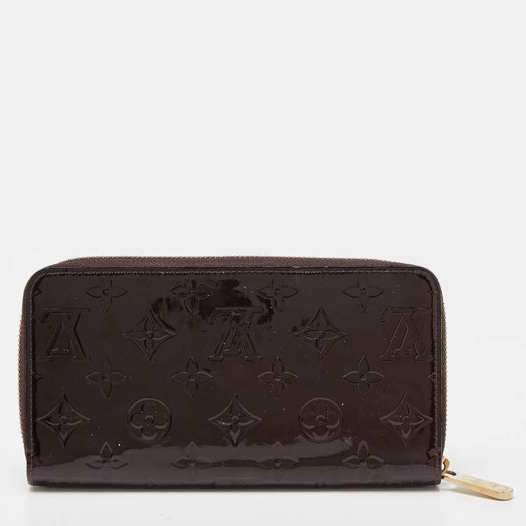 Pre Owned Louis Vuitton Amarante Monogram Vernis Zippy Wallet