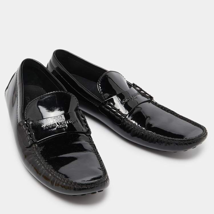 Pre Owned Louis Vuitton Black Patent Leather Penny Loafers Size 44