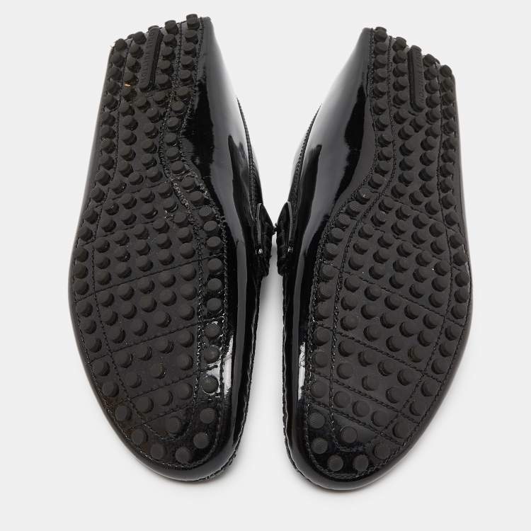 Pre Owned Louis Vuitton Black Patent Leather Penny Loafers Size 44