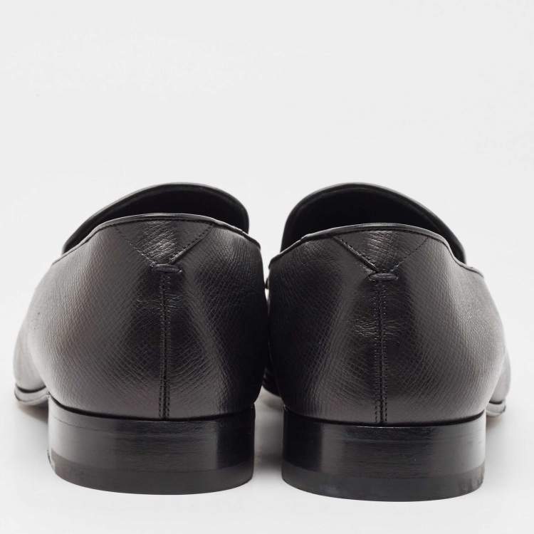 Pre Owned Louis Vuitton Black Leather LV Club Loafers Size 44