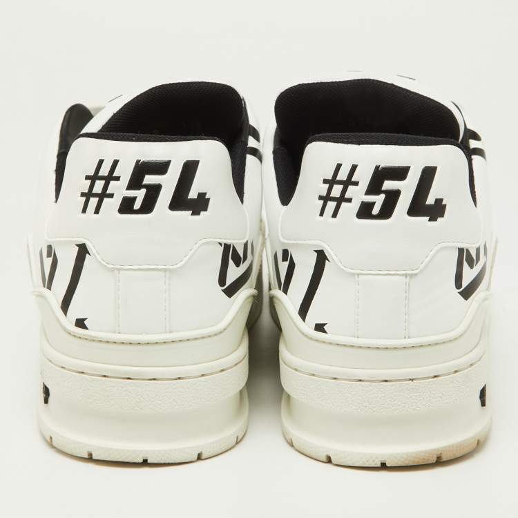 Pre Owned Louis Vuitton White/Black Monogram Faux Leather LV Trainer Sneakers Size 41
