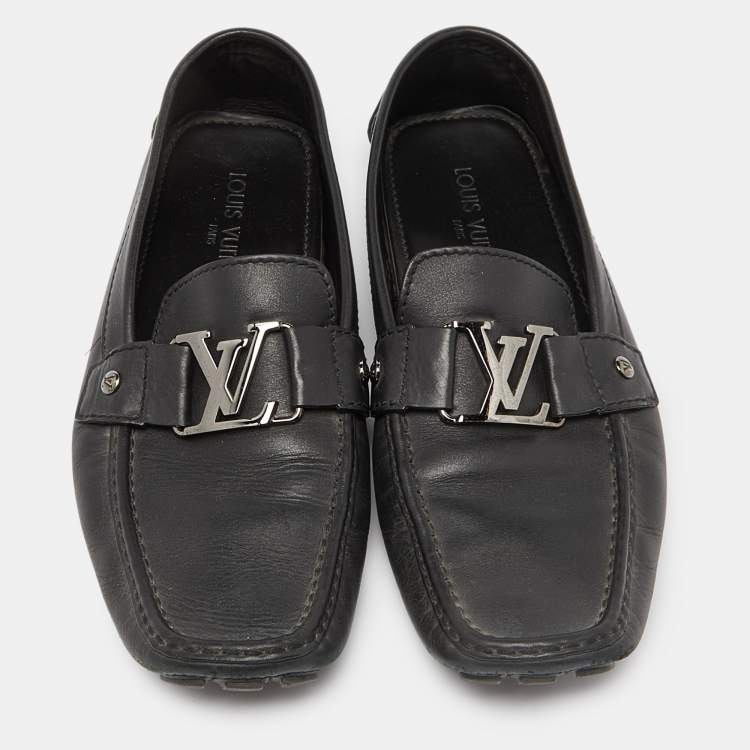Pre Owned Louis Vuitton Black Leather Monte Carlo Loafers Size 43