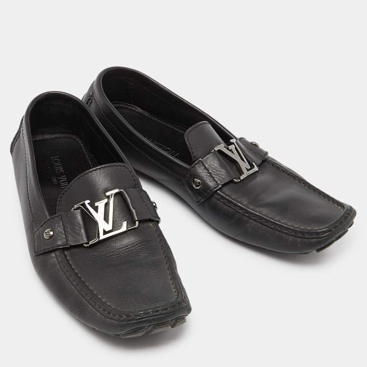 Pre Owned Louis Vuitton Black Leather Monte Carlo Loafers Size 43