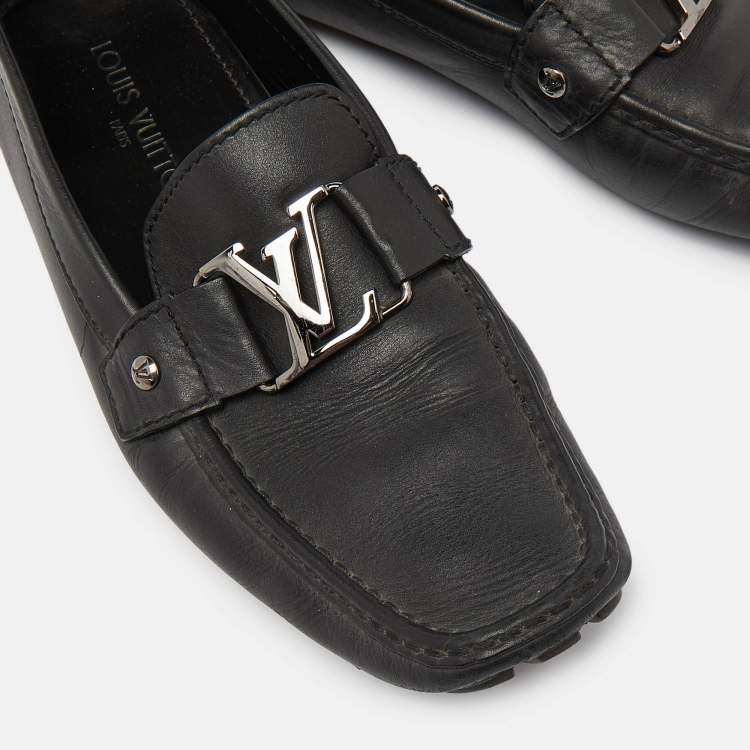 Pre Owned Louis Vuitton Black Leather Monte Carlo Loafers Size 43