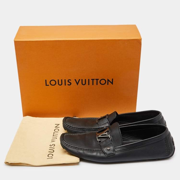 Pre Owned Louis Vuitton Black Leather Monte Carlo Loafers Size 43