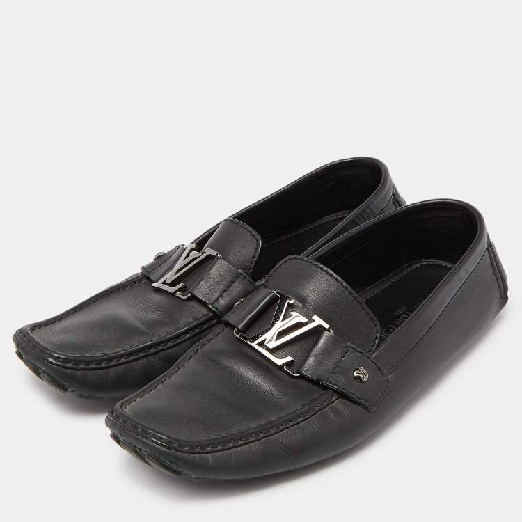 Pre Owned Louis Vuitton Black Leather Monte Carlo Loafers Size 43