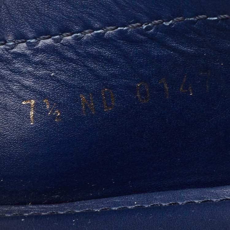 Pre Owned Louis Vuitton Blue Damier Infini Leather Hockenheim Loafers Size 41.5