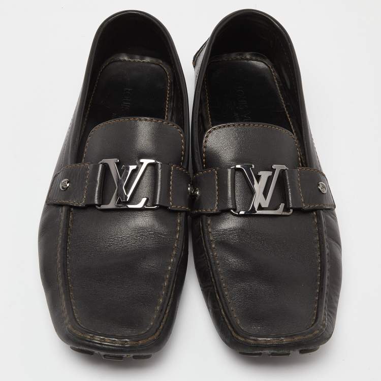 Pre Owned Louis Vuitton Black Leather Monte Carlo Loafers Size 45.5