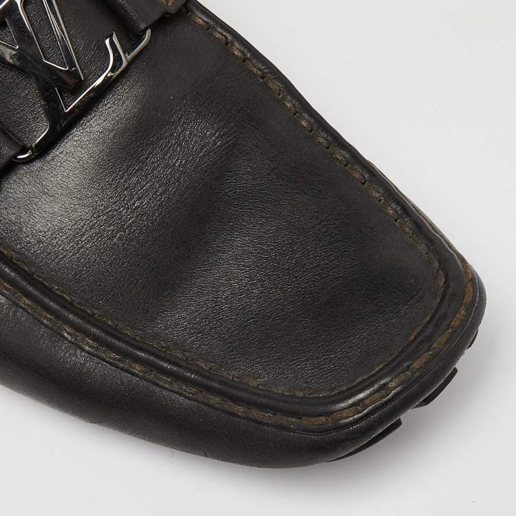 Pre Owned Louis Vuitton Black Leather Monte Carlo Loafers Size 45.5