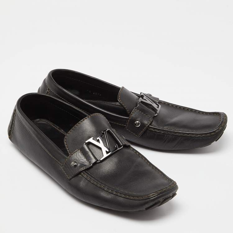 Pre Owned Louis Vuitton Black Leather Monte Carlo Loafers Size 45.5
