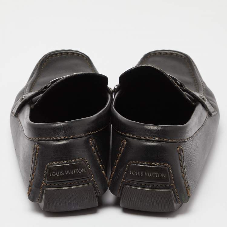 Pre Owned Louis Vuitton Black Leather Monte Carlo Loafers Size 45.5