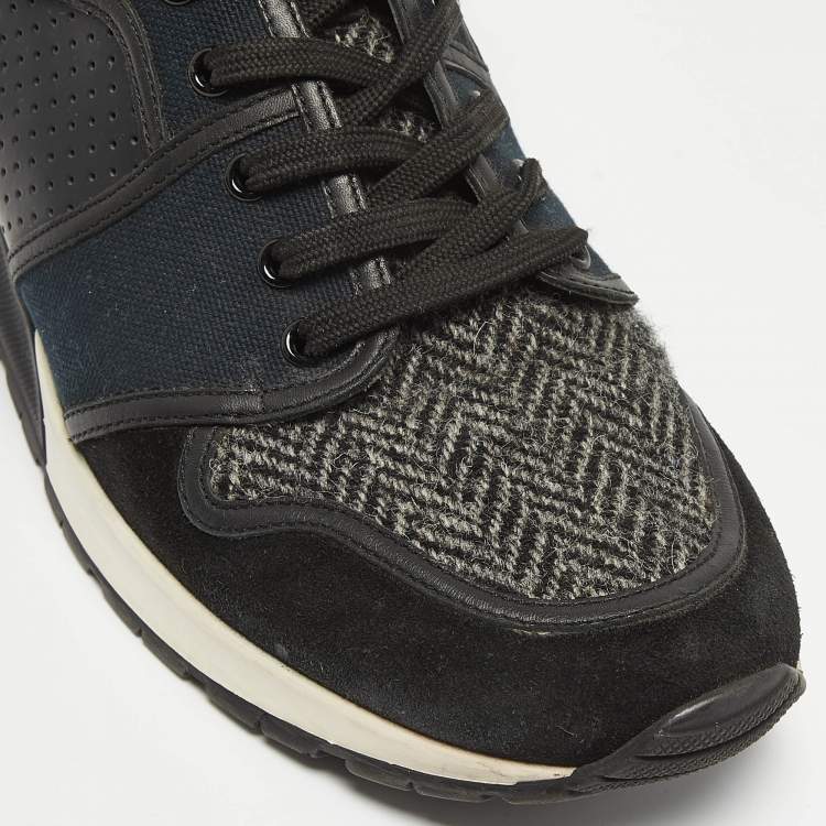 Pre Owned Louis Vuitton Black Canvas and Leather High Top Sneakers Size 41