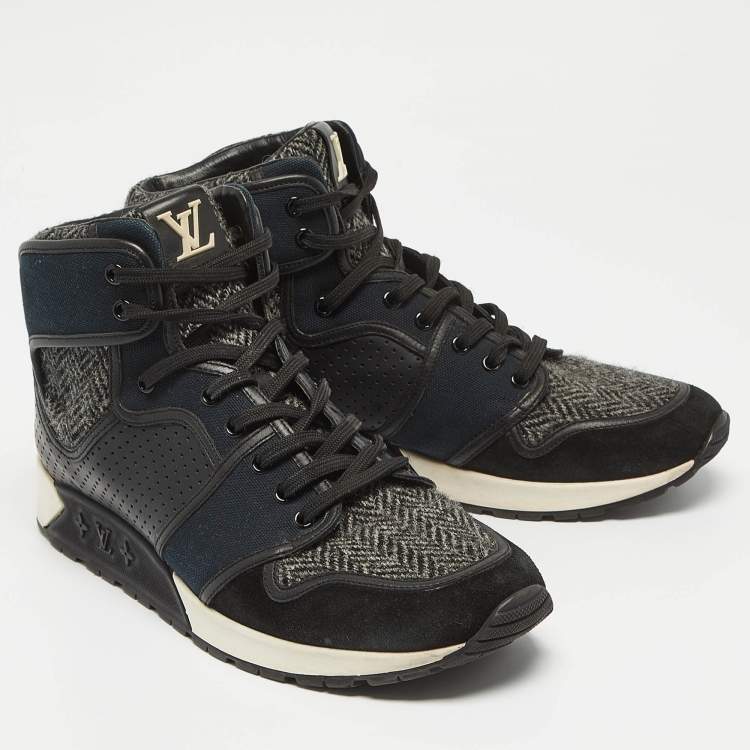 Pre Owned Louis Vuitton Black Canvas and Leather High Top Sneakers Size 41