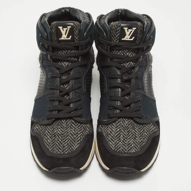 Pre Owned Louis Vuitton Black Canvas and Leather High Top Sneakers Size 41