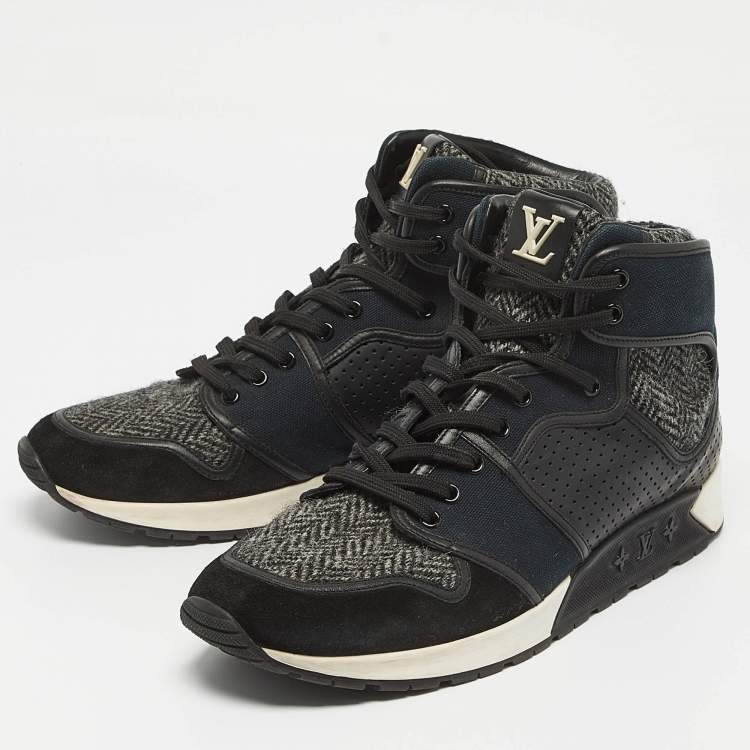 Pre Owned Louis Vuitton Black Canvas and Leather High Top Sneakers Size 41