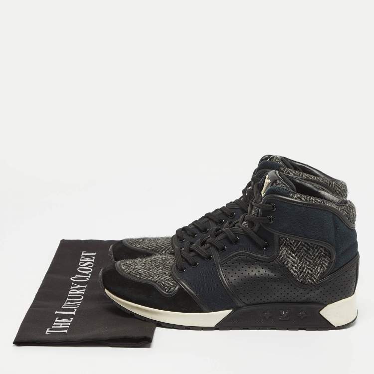 Pre Owned Louis Vuitton Black Canvas and Leather High Top Sneakers Size 41