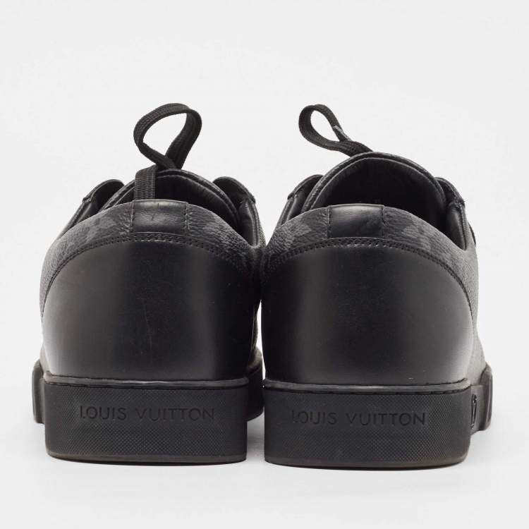 Pre Owned Louis Vuitton Black/Grey Leather and Monogram Coated Canvas Match Up Sneakers Size 41