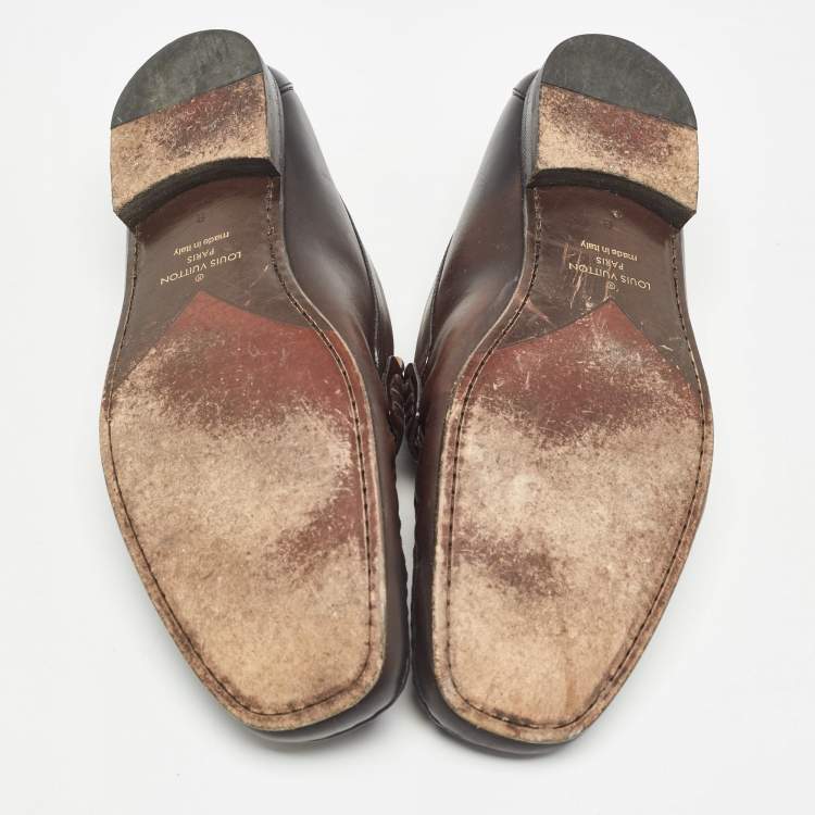 مملوكة مسبقًا Louis Vuitton Brown Leather Slip On Loafers Size 42