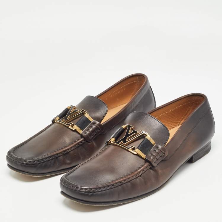 مملوكة مسبقًا Louis Vuitton Brown Leather Slip On Loafers Size 42