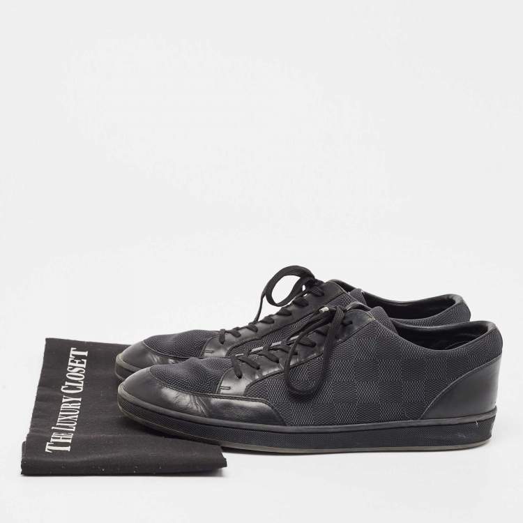 مملوكة مسبقًا Louis Vuitton Black Damier Graphite Fabric and Leather Offshore Sneakers Size 42