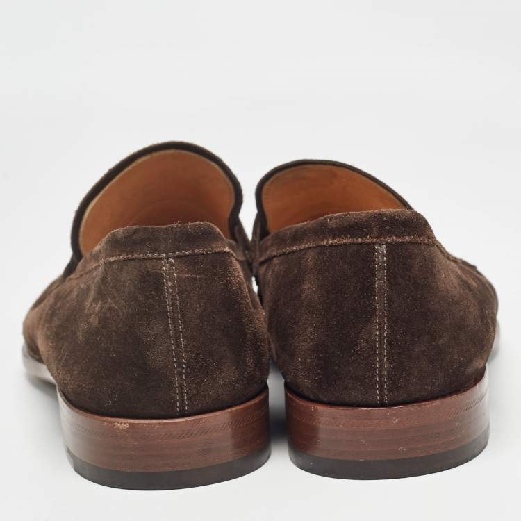 Pre Owned Louis Vuitton Brown Suede Saint Germain Slip On Loafers Size 43