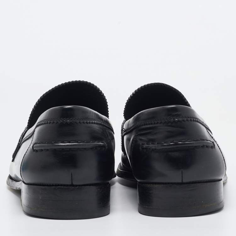 مملوكة مسبقًا Louis Vuitton Black Leather Slip On Loafers Size 46