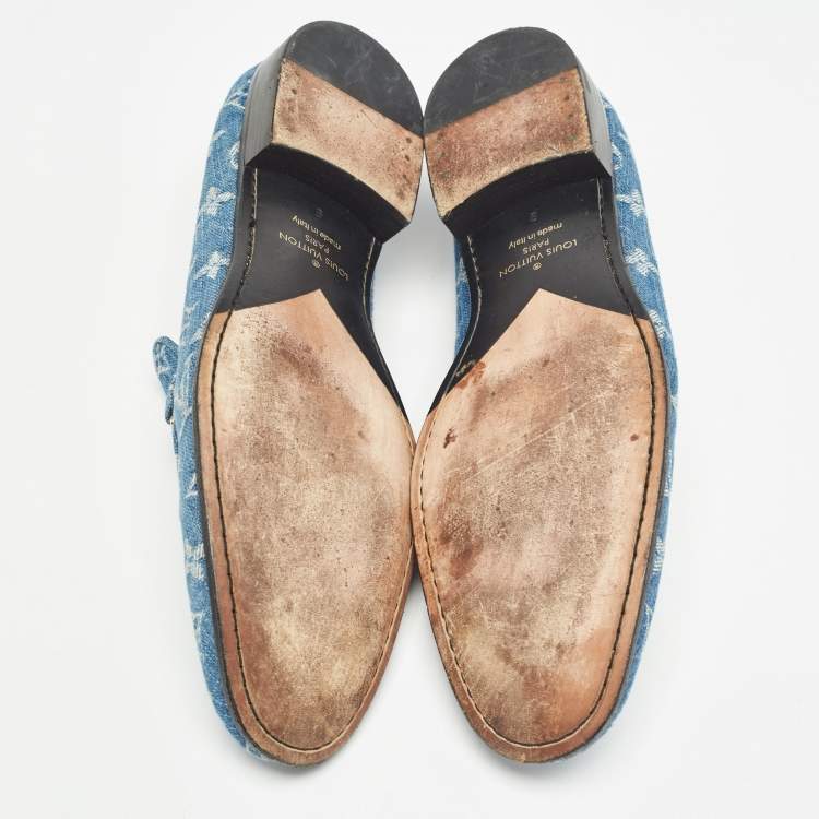 مملوكة مسبقًا Louis Vuitton Blue Monogram Denim Souliers Club Oxford Loafers Size 43