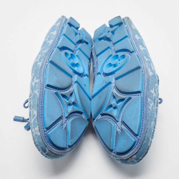 Pre Owned Louis Vuitton Blue Denim Driver  Loafers Size 45